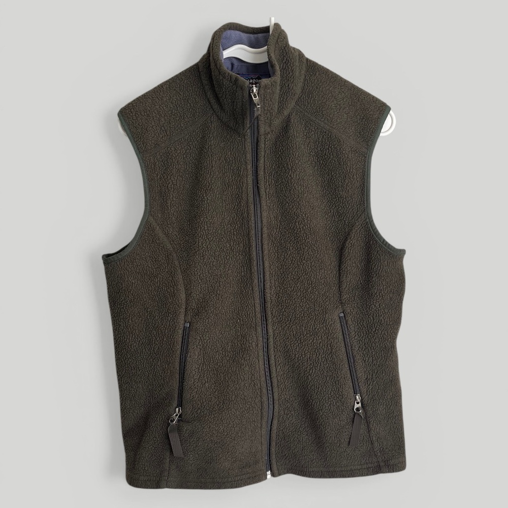 Patagonia Synchilla Deep Moss Green Zip Front Vest Size Large
